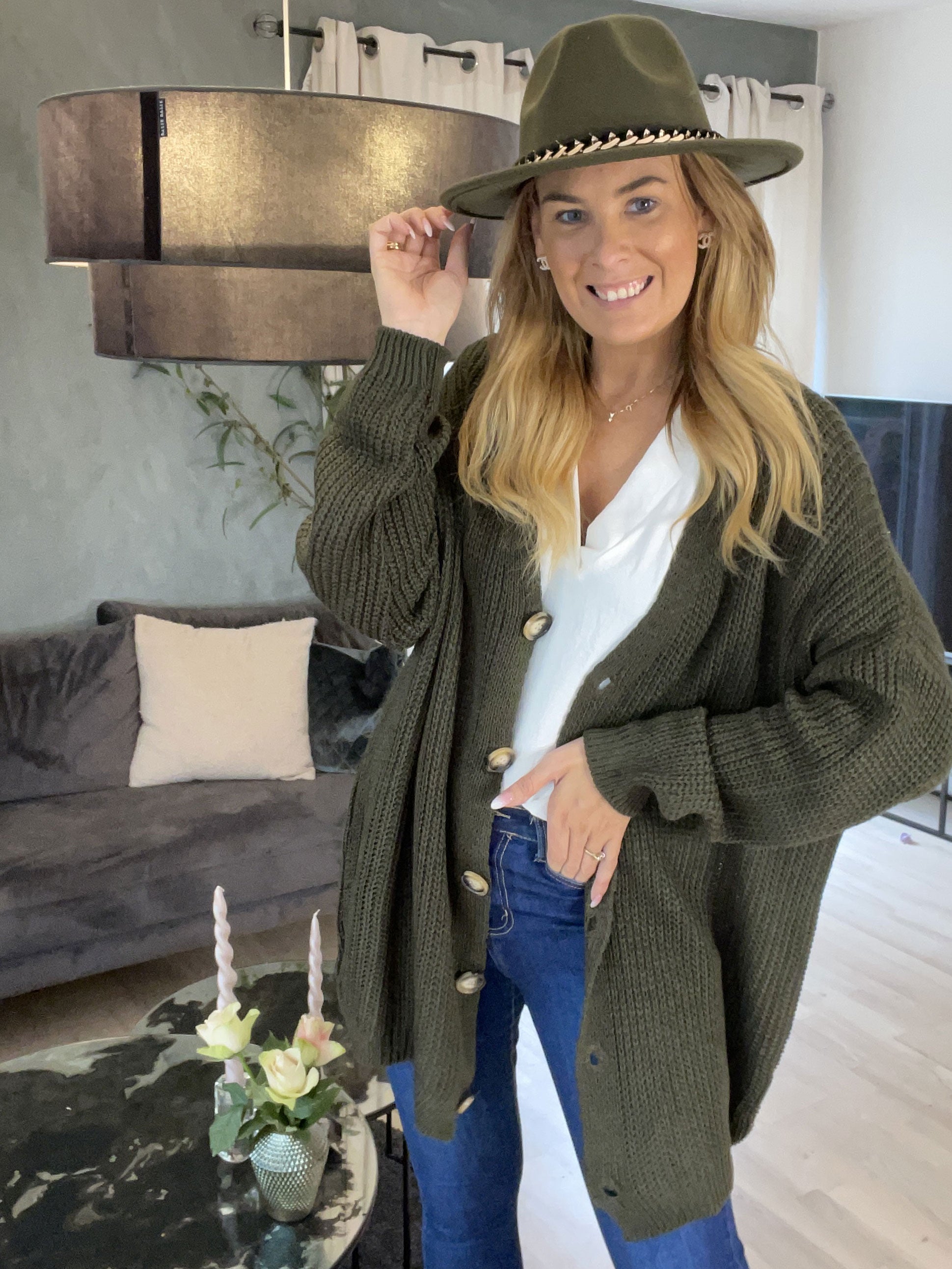 Millymy - Strikcardigan med store knapper